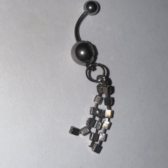 Rhinestone Dangle Belly Ring - Picture 7 of 8